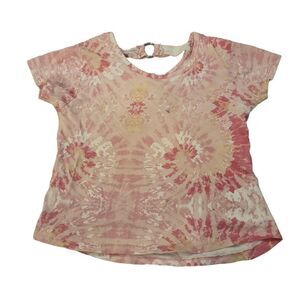Real You Girls Pink White Short Sleeve Crew Neck Pullover Blouse Top Size 7/8